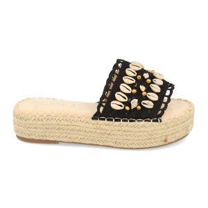 Sandalias plataforma mujer pala ancha YZ19-171-Negro
