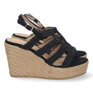 Sandalias de cuña mujer trenzada negro YZ19-60