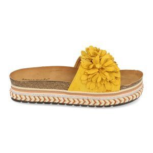 Sandalias plataforma mujer  diseño flores amarillo