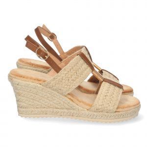Sandalias de cuña mujer doble pala de yute