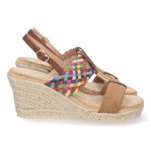 Sandalias de cuña mujer doble pala camel