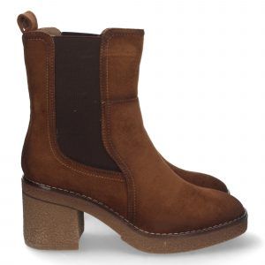 Botines chelsea mujer tacón medio color cuero