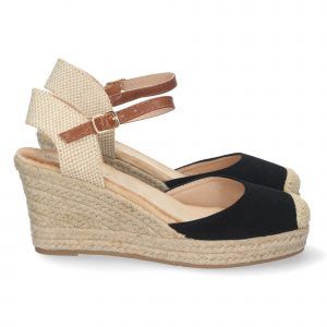 Sandalias de cuña mujer negro puntera cerrada YJ8511