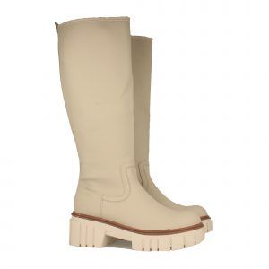 Botas mujer suela track beige caña alta
