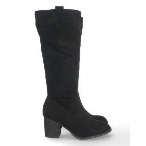Botas negras altas mujer tacón medio ancho