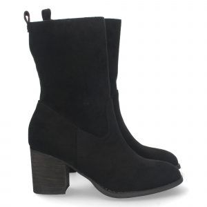 Botines de tacón medio ancho mujer color negro con punta redonda