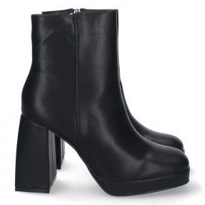 Botines tacón alto ancho mujer color negro con punta redonda