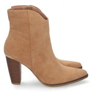Botines tacón alto mujer camel punta fina
