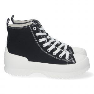 Zapatillas abotinadas mujer de lona color negro