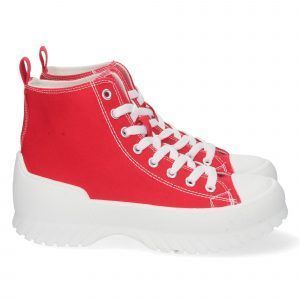 Zapatillas abotinadas mujer de lona color rojo