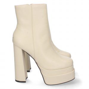 Botín tacón alto mujer beige con plataforma