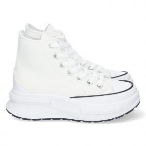 Zapatillas altas mujer blancas de lona con plataforma