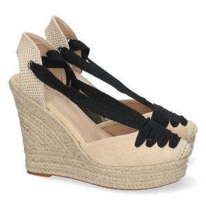 Sandalias de cuña alta para mujer cierre de cordones 5T50 Negro