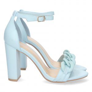Sandalias de fiesta tacón alto mujer azules pala cadena A30-71
