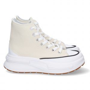 Zapatillas altas mujer beige de lona con plataforma
