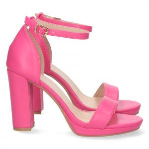 Sandalias de fiesta tacón alto mujer fucsia pala fina W18-82