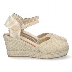 Sandalias de cuña yute para mujer pala rafia XH 5P179 Beige