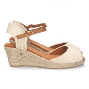 Sandalias de cuña para mujer estilo valenciana YJ633 beige