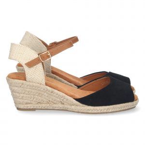 Sandalias de cuña para mujer estilo valenciana YJ633 Negro