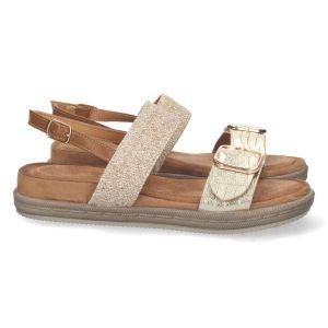 Sandalias planas mujer doble pala doradas AF-2322