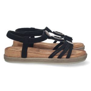 Sandalias planas mujer negras pala en T AF-2323