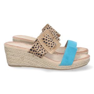 Sandalias de cuña para mujer azules doble pala FB-2244