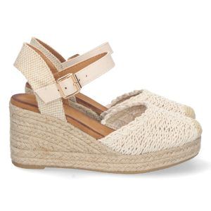 Sandalias de cuña mujer pala cerrada beige KC-2249