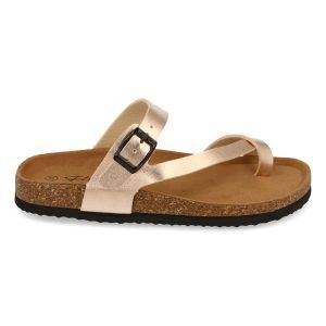 Sandalias planas mujer champán estilo esclava BIO M-15