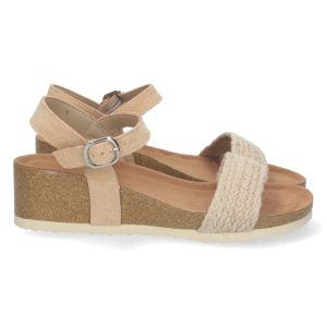 Sandalias de cuña BIO beige mujer pala yute M-212