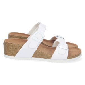 Sandalias de cuña mujer blancas BIO pala ajustable M-220