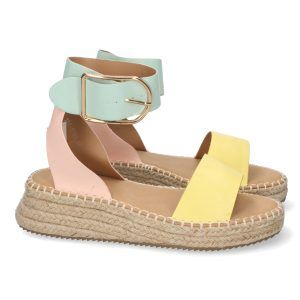 Sandalias planas amarillas mujer con yute 1EC-0138