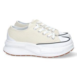 Zapatillas de lona beige con plataforma mujer HB-0361