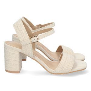 Sandalias de tacón mujer beige 8852