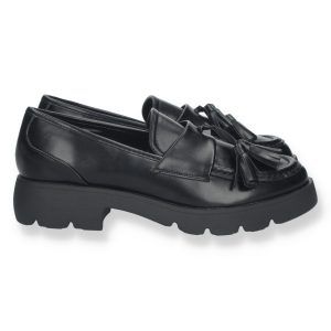 Mocasines mujer negro detalle empeine 8718