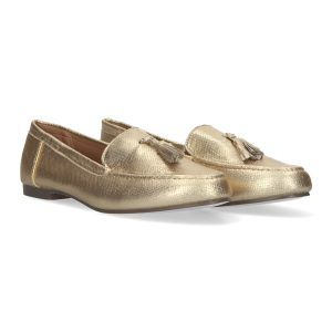 Mocasines dorados de mujer detalle borla 1AS-0170