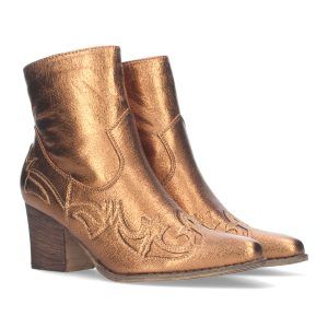 Botines camperos mujer bronce con tacón medio y borado A-2443