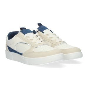 Zapatillas casual mujer beige y azules diferentes materiales WNH-215