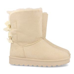Botas australianas mujer beige detalle lazos