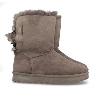 Botas australianas mujer gris detalle lazos