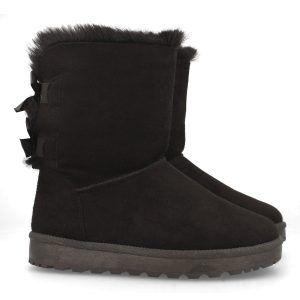 Botas australianas mujer negro detalle lazos