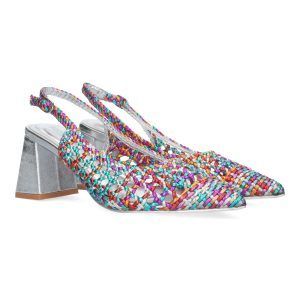Zapatos de tacón ancho mujer multicolor entrelazado A-3000