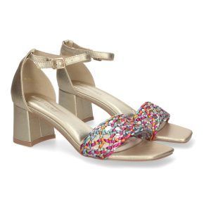 Sandalias de fiesta mujer tacón ancho y pala multicolor A-3002