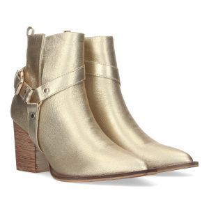 Botines mujer dorados con tacón ancho A-3017