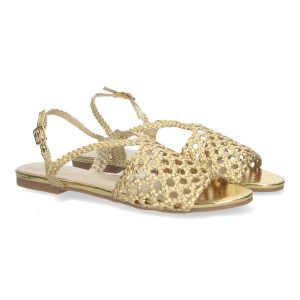 Sandalias planas de mujer doradas pala trenzada GZ-2Q4