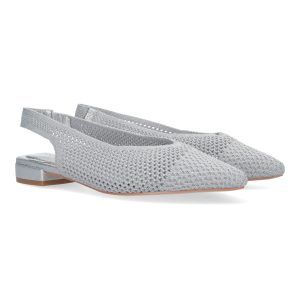 Zapatos destalonados mujer plateados estilo salón diseño calado S-3192