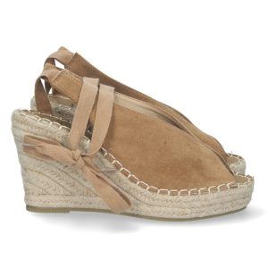 Sandalias de cuña alta para mujer taupe empeine abierto TF3311