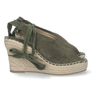 Sandalias de cuña alta para mujer verdes empeine abierto TF3311