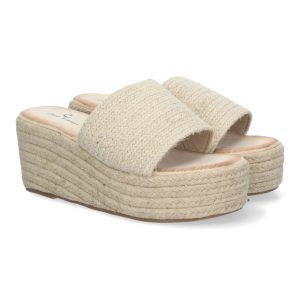 Sandalias de plataforma mujer beige diseño yute TF5138