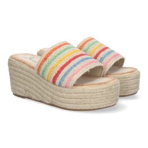 Sandalias de plataforma mujer multicolor diseño yute TF5138