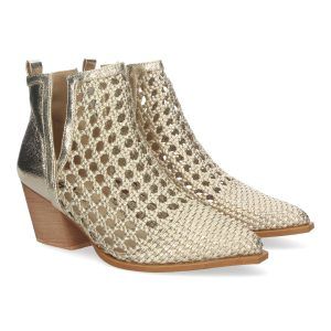 Botines calados mujer dorados de verano tiras trenzadas YZ23-110B